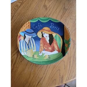 Sango CAFE PARIS Dinner Plate 11 3/8" 1994 Vintage USED Two Women